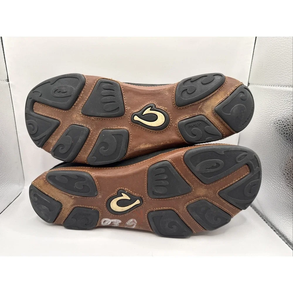Olukai Moloa Mens Leather Slip On Moc Toe Black 10128-4033 Size 10 NO‎ INSOLES